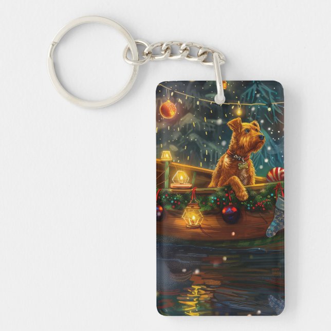 Airedale Christmas Festive Voyage Keychain (Front)