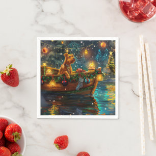 Airedale Christmas Festive Voyage Napkin
