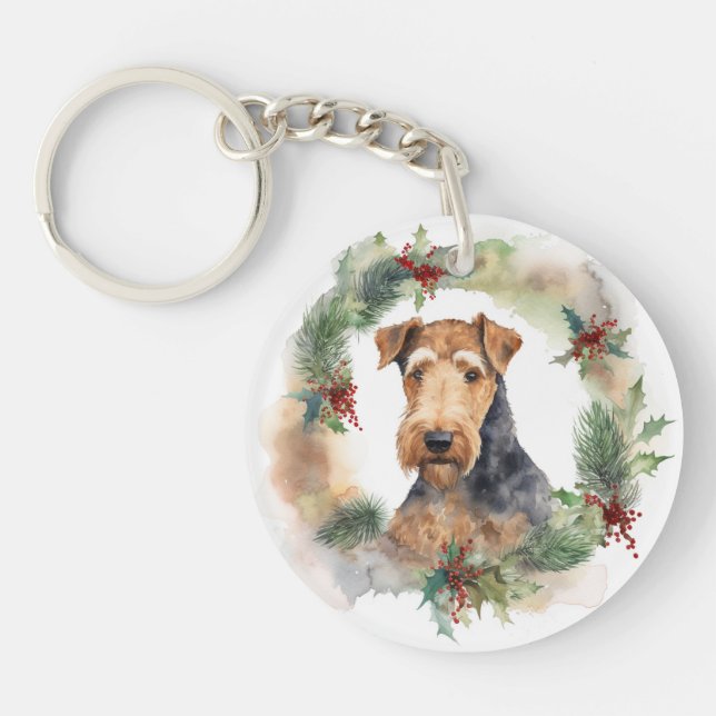 Airedale Christmas Wreath Festive Pup (Devant)