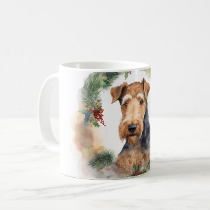 Airedale Christmas Wreath Festive Pup Coffee Mug