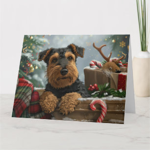 Airedale Dog Christmas Festive Card