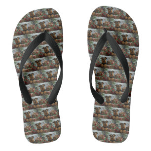 Airedale Dog Christmas Festive Flip Flops