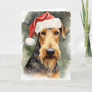 Airedale Dog Christmas Santa Paws Festive Thank You Card