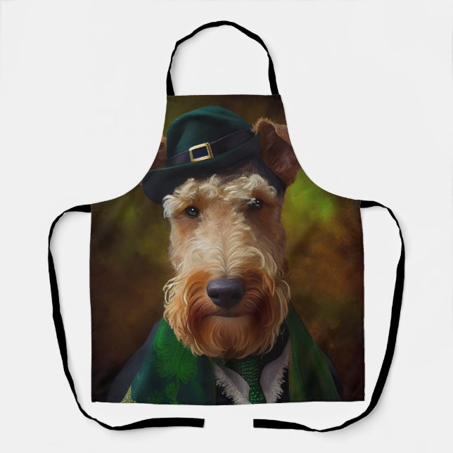 airedale dog in St. Patrick's Day Apron (Front)