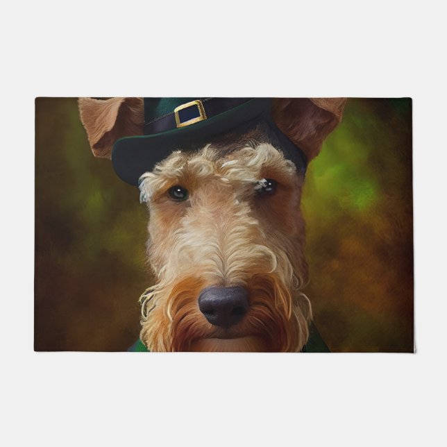 airedale dog in St. Patrick's Day Doormat (Front)