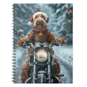 Airedale Dog Riding Motorcycle Christmas Notebook