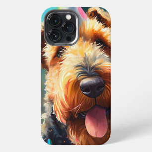 Airedale dog with birthday hat and balloons iPhone 13 pro max case