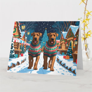 Airedale Dogs Christmas Snow Holiday Card