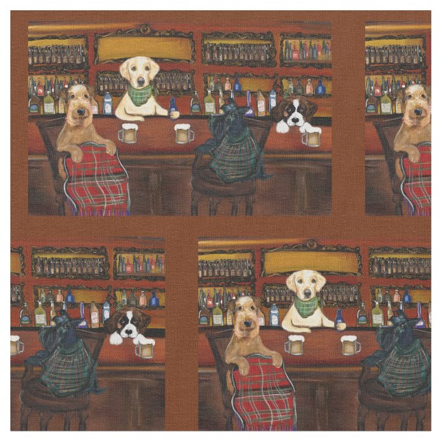 Airedale & Friends Fabric (Close Up)