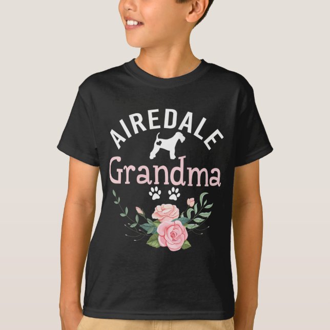 Airedale Grandma Gifts Womens Airedale Dog Lover C T-Shirt (Front)