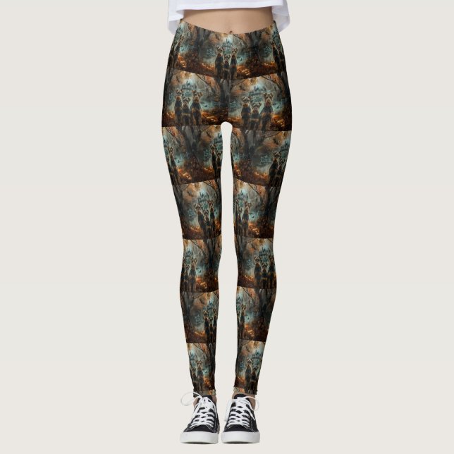 Airedale Halloween Night Doggy Delight Leggings (Front)