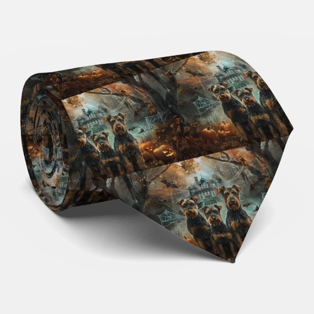 Airedale Halloween Night Doggy Delight Tie (Rolled)