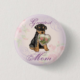 Airedale Heart Mom 1 Inch Round Button