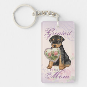Airedale Heart Mom Keychain
