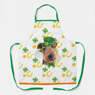 Airedale Holiday Home Decor St Patrick's Day Dog Apron