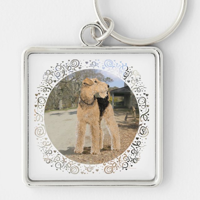 Airedale in the Stable Yard Keychain (Front)