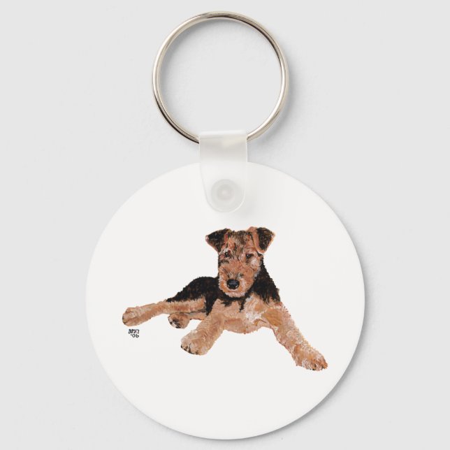Airedale, Lakeland, Welsh Terrier Pup Keychain (Front)