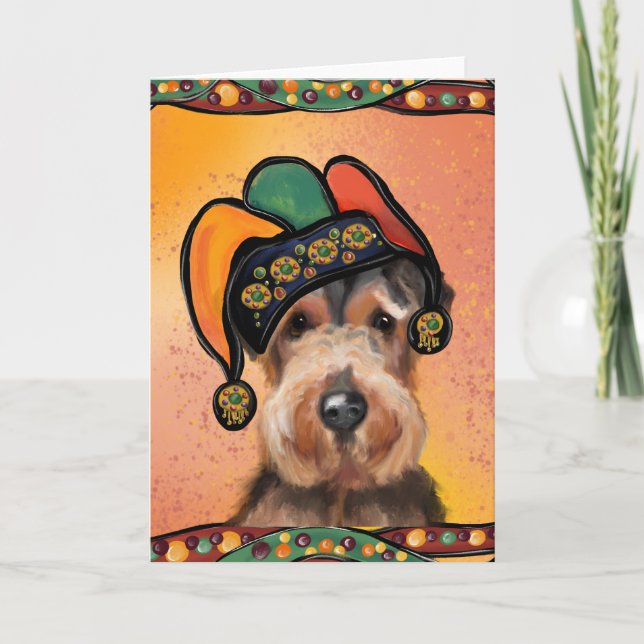 AIREDALE MARDI GRAS CARD (Front)