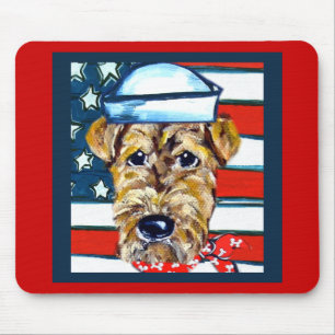Airedale Navy Mouse Pad