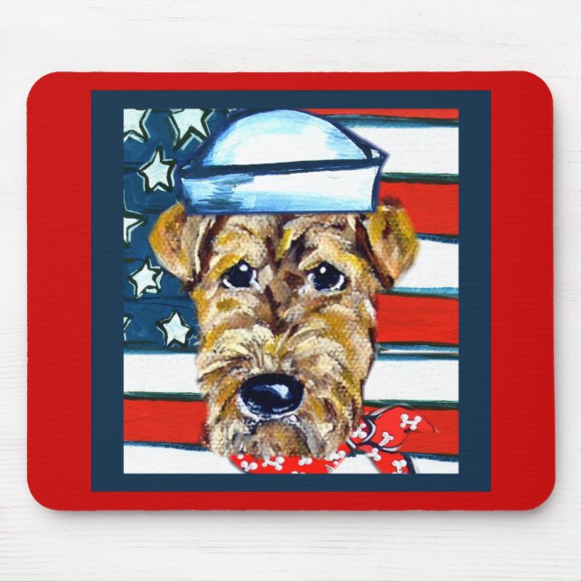 Airedale Navy Mouse Pad (Front)
