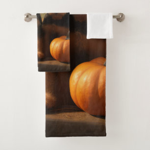 Airedale Puppy Autumn Delight Pumpkin Bath Towel Set