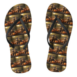 Airedale Puppy Autumn Delight Pumpkin Flip Flops