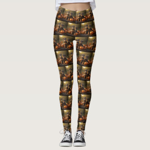 Airedale Puppy Autumn Delight Pumpkin Leggings