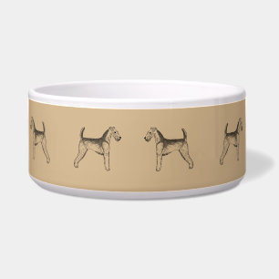 Airedale Sketch Custom Ceramic Pet Bowl