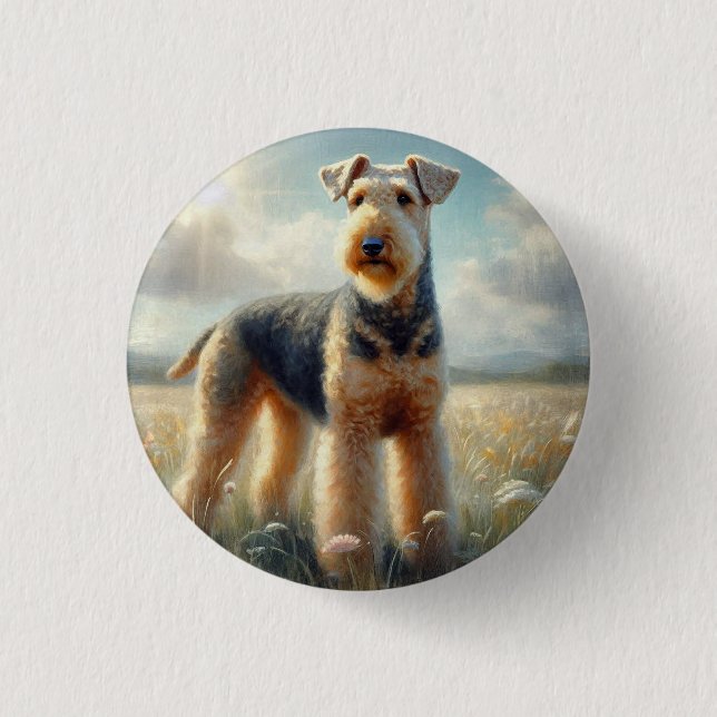 Airedale Terrier 1 Inch Round Button (Front)