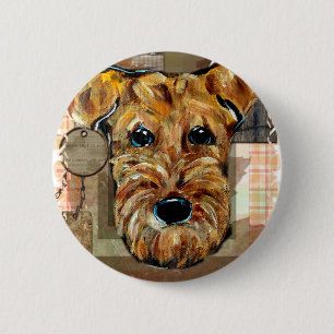 AIREDALE TERRIER 2 INCH ROUND BUTTON