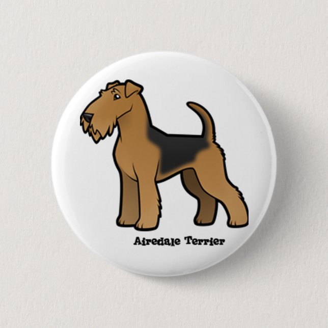 airedale terrier 2 inch round button (Front)