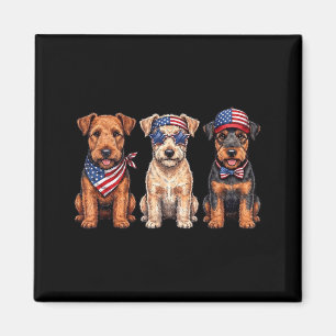 Airedale Terrier 4th Of July Aamerican Flag Dog Magnet
