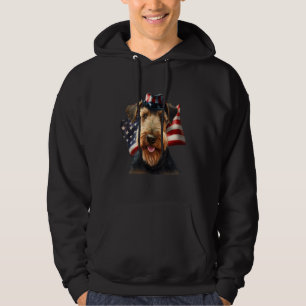 Airedale Terrier 4th of July Airedale Terrier Ame Hoodie