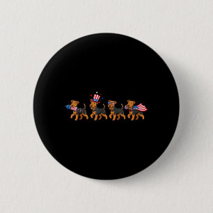 Airedale Terrier Aamerican Usa Flag Memorial Day 2 Inch Round Button