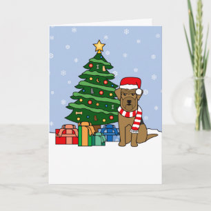 Airedale Terrier and Christmas Tree Holiday Card