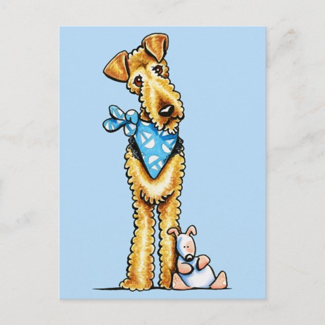 Airedale Terrier and Puppy Postcard (Front)