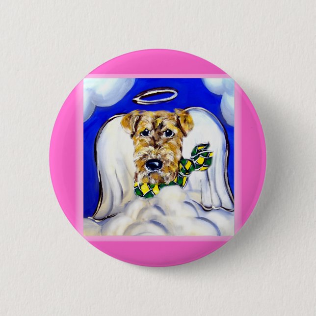 Airedale Terrier Angel 2 Inch Round Button (Front)
