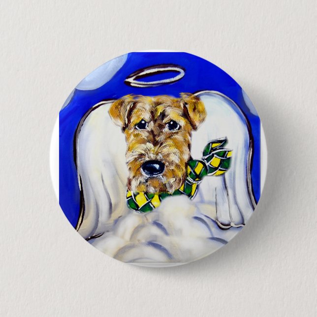 Airedale Terrier Angel 2 Inch Round Button (Front)