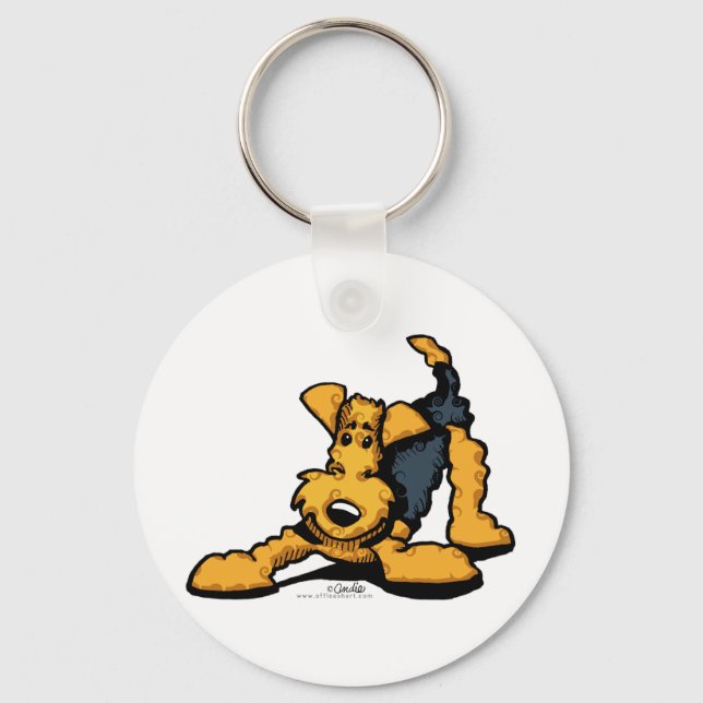 Airedale Terrier at Play Keychain (Front)