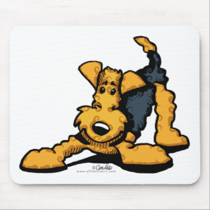 Airedale Terrier at Play Mouse Pad
