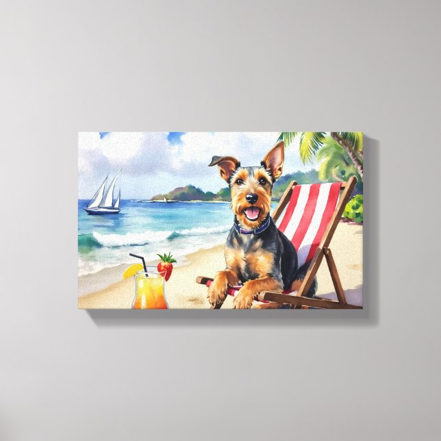 Airedale Terrier Beach Scene Canvas Print (Front)