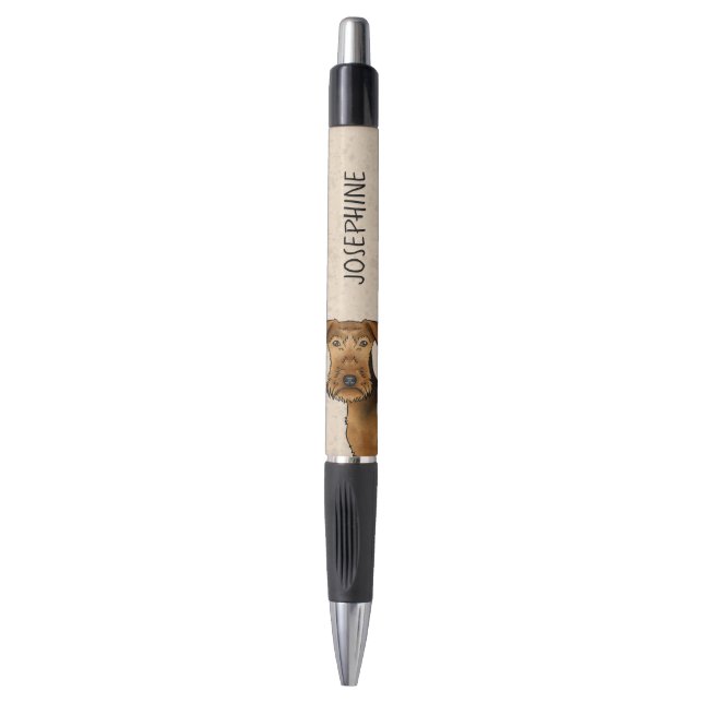 Airedale Terrier Bingley Terrier Dog Head And Name Pen (Front Vertical)