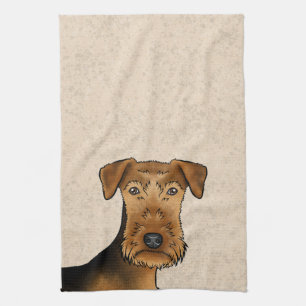 Airedale Terrier Bingley Terrier Dog Head Beige Kitchen Towel