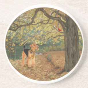 Airedale Terrier Birdwatching Coaster