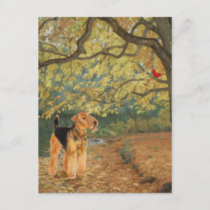 Airedale Terrier Birdwatching Postcard