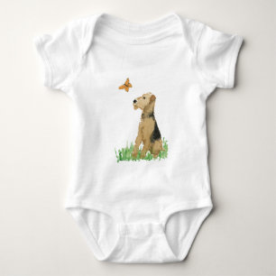 Airedale Terrier & Butterfly Baby Bodysuit
