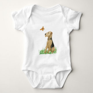 Airedale Terrier & Butterfly Baby Bodysuit