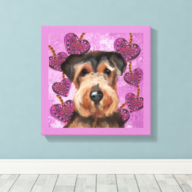  AIREDALE TERRIER      CANVAS PRINT (Insitu(Wood Floor))