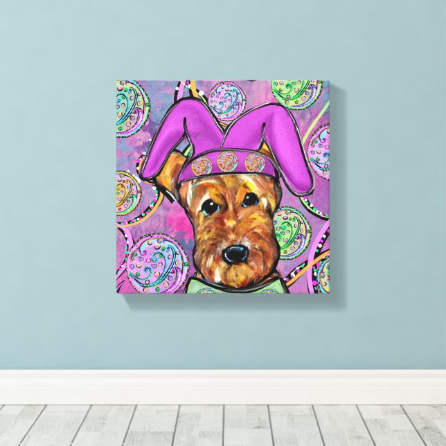AIREDALE TERRIER   CANVAS PRINT (Insitu(Wood Floor))
