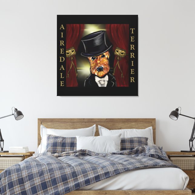 AIREDALE TERRIER   CANVAS PRINT (Insitu(Bedroom))